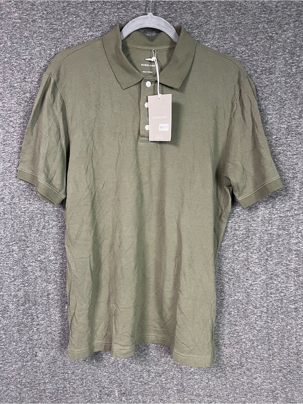 Everlane The Pique Polo Kalamata Green Cotton Short Sleeve Shirt Men M NWT - Picture 7 of 12